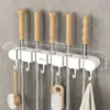 Estante de clip para colgar mopa en la pared, gancho sin perforaciones, baño, hebilla de baño, artefacto fijo para escoba, estante de almacenamiento de mopa