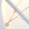 Collar de Plata de Ley S925 con Carácter de Fortuna Full Diamond para Mujer, Cadena para Clavícula con Colgante Redondo de Fortuna, Joyería de Regalo Estilo Chino Año del Zodiaco Venta al por Mayor