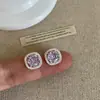 Pendientes Super Brillantes de Circonita Rosa Forma de Cubo de Azúcar para Mujer, Pequeños y Delicados, Elegantes y Modernos, Pendientes Elegantes para el Día a Día