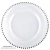 Prato de Vidro Dourado com Pontos de Pérola Estilo Europeu, Prato para Comida Ocidental Doméstica, Conjunto Completo de Louças de Alto Padrão para Salão de Casamento de Hotel
