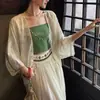 Cárdigan FeiyuVintage con Estampado de Plantas y Mangas Murciélago para Mujer, Chal Delgado de Gasa Protector Solar, Ropa Exterior Holgada y Casual