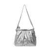 Bolsa Feminina Plissada com Bordado Popular 2024 Nova Chegada de Verão Bolsa de Ombro com Corrente Transversal Estilo Coreano Versátil Bolsa Tote de Grande Capacidade