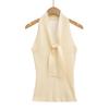Tops Femininos Sem Mangas com Renda nas Costas para Revenda, Meninas Quentes, Slim Fit, Alças Finas, Gola Halter, Colete, Camiseta Básica Afinando a Cintura
