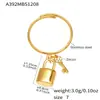 Juego de Anillos Apilables de Circonita con Diamantes, Acero Inoxidable Chapado en Oro de 18 Quilates, Anillo con Colgante de Candado Pequeño, Joyería de Mano Simple de Lujo Accesible para Mujer