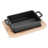 Placa de Hierro Fundido Rectangular Doble Asa para Pescado a la Parrilla Estilo Coreano Teppanyaki para Una Persona, Sartén Doble Asa para Cocina de Inducción