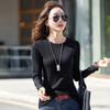 Camiseta de Manga Larga Modal Cuello Redondo Dropshipping para Mujer 2025 Nuevo Estilo Coreano Ajustada Color Sólido Camiseta Interior Top