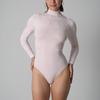 Body Seamless de Gola Alta Falsa Outono e Inverno Macacão Triângulo Manga Longa Seamless Macacão Base