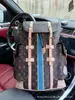 Nueva Mochila Clásica Transfronteriza con Monograma y Herrajes de Alta Definición, Gran Capacidad, Viajes de Negocios Casuales, Estilo Retro Europeo y Americano
