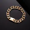 Venta Caliente Transfronteriza Estanterías para Pulseras Cubanas Personalidad Fresca de Moda Pulsera Aleación Diamante Incrustado Cadena Cubana Artesanía para Parejas