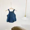 Ropa de mezclilla para bebé estilo coreano de primavera y verano, tipo wrap para el trasero, para niños y niñas de un año, ropa de conejo para bebé, mono de algodón para niños, ropa para gatear