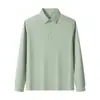 Camisa polo de algodão Yunjin 40D/220G de manga comprida com tecnologia antibacteriana 7A sem costura, estilo unissex, pode ser estampada com logotipo