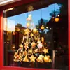 Adesivos de Vidro Estrela Dourada para Vitrines de Lojas, Sino de Feliz Natal, Decorações de Cena de Feriado com Árvore, Adesivos de Vidro Eletrostáticos