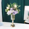 Florero de Vidrio de Cristal de Hierro Mesa de Comedor Hogar Creativo Simple Sala de Estar Comedor Flor Artificial Flor Seca Adornos de Arreglo Floral