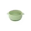Tazón de alimentación para bebé de silicona de grado alimenticio con doble asa, diseño antiquemaduras y ventosa integrada para la autoalimentación infantil.
