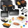 Acessórios para Air Fryer Transfronteiriços Adequados para Tigela de Papel Oleado Redonda Panela Única Retangular Dupla Panela Grelha Metálica Tigela Redonda