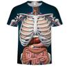 Modelo Novo de Verão para Exportação 2025 Homem Musculoso Estampa Digital 3D Camiseta Masculina Gola Redonda Design de Manga Curta com Fotos