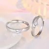 Anillos de Pareja para Larga Distancia para Hombres y Mujeres, Anillos Sencillos y de Alta Gama con Circonia Incrustada de Diamantes, Anillos Abiertos de Moda y Personalizados