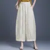 Novas Calças Largas Curtas Estilo Nacional Chinês Calças Jacquard Cimitarra Femininas Verão Estilo Fino 2026 Novas Calças Yuanbao Largas