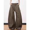 Calça Jeans Reta Larga Casual de Verão com Caimento Solto, Design Curvo Retro Americano, Lavada, Sabre para Mulheres
