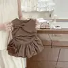 Vestido Princesa Sem Mangas Novo de Verão 2026 para Meninas Laço Elegante Colete Estilo Coreano Moda Bebê Vestido