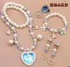 Anillo Coreano Hermoso para Niños Joyería para Bebé Regalo de Cumpleaños Collar de Perlas Pulsera Aretes Set para Niña