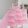 Adornos de modelo de vela rosa de estilo mediterráneo para niña, barco de madera de vela suave, decoración para dormitorio