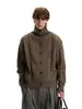 Suéter Cardigan de Tricô Trançado Gola Alta Estilo Old Money Americano para Homens e Mulheres Outono Inverno Novo Malha Quente Preguiçosa Roupa de Fora