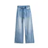 Cáñamo Tencel Delgado Transpirable Verano 2026 Nuevos Jeans de Pierna Recta Versátiles Adelgazantes Pantalones de Pierna Ancha 6215