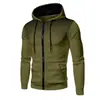 Conjunto de Moletom com Capuz e Calça de Moletom Cor Sólida Outono e Inverno Masculino Casual com Zíper Esportivo Venda Direta da Fábrica com Forro de Fleece