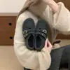 Sapatos Birkenstock femininos estilo retrô coreano, com sola grossa, forrados com fleece, quentes, coleção outono/inverno 2026, modelo slip-on, sapatilhas Mary Jane peludas