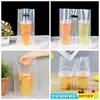 Bolsas transparentes para llevar para té de leche, té de frutas y café, bolsas tipo tote para una y dos tazas, pueden acomodar portavasos, engrosadas y pueden imprimirse con un logo