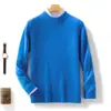 Novo suéter masculino de lã outono e inverno, gola alta meia, malha base, manga longa, espessado, peça única masculina atacado