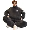 Pijama com Zíper Masculino Outono Inverno Coral Fleece Espessado Mais Veludo Quente Jovens Cardigan Roupas de Casa Conjunto Casual Masculino