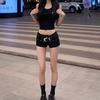 Roupa de Influenciador da Moda Semelhante a Hot Girl Y2K Retrô Boate Sexy Cintura Baixa Justo no Corpo Shorts Jeans Ultra-Curtos com Cinto da Moda