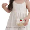 Moda Infantil Versátil Bolso Tejido de Paja Bolso Cruzado Mini Bolsa Pequeña Decoración de Flores Bolso de Hombro Niñas Lindo Bolso Tejido