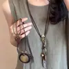 Novo Colar Longo de Pena Estilo Zen Chinês para Mulheres Estilo Étnico Retrô Corrente Decorativa para Suéter Acessórios de Pingente Boêmio