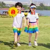 Uniformes Escolares Primários, Conjuntos de Manga Curta de Verão, 61 Uniformes da Turma de Cheerleading, Uniformes de Jardim de Infância, Uniformes de Performance de Coro Estilo Chinês