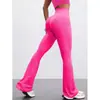 Calça Yoga Larga de Cintura Alta Levanta Bumbum Casual Boca de Sino Europeia e Americana Nua Justa Calça Esportiva Fitness Yoga para Mulheres