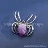 Colar Pingente de Pedra Natural Cristal Halloween Aranha Ametista Cristal Rosa Coluna Hexagonal Pontiaguda Acessórios de Yoga