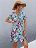 2024 Primavera e Verão Novas Roupas Femininas Europeias e Americanas Transfronteiriças Amazon Independent Station Explosions Vestido de Manga Curta com Alça Estampada