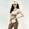 Conjunto de Ropa de Pilates Yoga a Contraste de Color, Antichoque, Push-Up para Mujer, Nuevo 2026, Ajuste Delgado, Manga Corta, Pantalón Largo, Ropa para Correr y Fitness