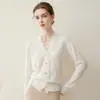 Cárdigan Más Vendido Otoño/Invierno 100% Cachemira Pura con Encaje y Borlas Cuello en V Tejido Cálido y Cómodo Suéter Base Abrigo