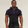Ropa Deportiva con Capucha de Manga Larga Popular para Hombre, Fitness, Secado Rápido, Transpirable, Elástica, Media Cremallera, Ropa de Entrenamiento Gymshark