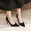 9888J-190 Corrente de Cristal Sapatos Elegantes de Bico Fino Estilo Fada Salto Alto Salto Agulha Feminino Belas Socialites