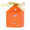 Caja de Luz de Vela Electrónica Calada de Calabaza de Halloween Pantalla de Papel para Acción de Gracias Linterna Colgante de Papel Translúcido Rojo-Naranja