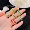 Anillo de joyería Art Deco de diseño personalizado a la moda, ligero, de lujo, con incrustaciones de circonita, color vintage, tesoro, caramelo, para mujer.
