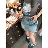 Falda de Mezclilla con Lazo Diseño Estilo Americano Moda Chica Sexy Falda Antideslizante Cintura Alta Línea A Falda de Cadera
