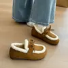Sapatos Birkenstock de Sola Grossa com Aumento Interno de Altura Forrados com Lã Novos Sapatos de Algodão Quentes de Inverno Sapatos Peludos Botas de Neve Antiderrapantes