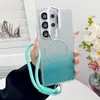 Funda con gradiente de purpurina brillante con cordón, adecuada para Samsung S26, S25 simple, soporte magnético S24, funda para teléfono A36