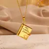 Collar de Acero de Titanio, Popular en Europa y América, Collar con Forma de Libro de Carta de Amor Grabada, Collar con Forma de Sobre de Carta de Amor Abrible, Cadena para Clavícula
